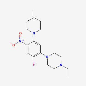 molecular formula C18H27FN4O2 B4087620 1-ethyl-4-[2-fluoro-5-(4-methyl-1-piperidinyl)-4-nitrophenyl]piperazine 