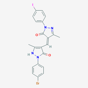 molecular formula C21H16BrIN4O2 B408765 4-{[1-(4-bromophenyl)-5-hydroxy-3-methyl-1H-pyrazol-4-yl]methylene}-2-(4-iodophenyl)-5-methyl-2,4-dihydro-3H-pyrazol-3-one 