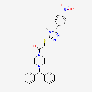 molecular formula C28H28N6O3S B4087654 1-(diphenylmethyl)-4-({[4-methyl-5-(4-nitrophenyl)-4H-1,2,4-triazol-3-yl]thio}acetyl)piperazine 