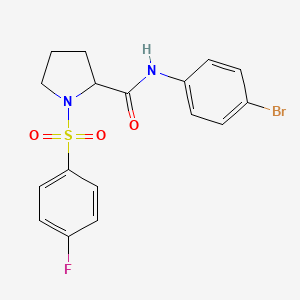 molecular formula C17H16BrFN2O3S B4087665 N-(4-bromophenyl)-1-[(4-fluorophenyl)sulfonyl]prolinamide 