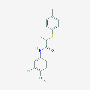 molecular formula C17H18ClNO2S B4087671 N-(3-chloro-4-methoxyphenyl)-2-[(4-methylphenyl)thio]propanamide 