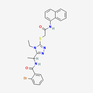 molecular formula C25H24BrN5O2S B4087682 2-bromo-N-[1-(4-ethyl-5-{[2-(1-naphthylamino)-2-oxoethyl]thio}-4H-1,2,4-triazol-3-yl)ethyl]benzamide 