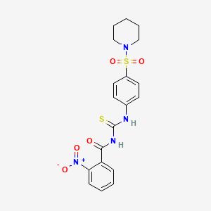 molecular formula C19H20N4O5S2 B4087691 2-nitro-N-({[4-(1-piperidinylsulfonyl)phenyl]amino}carbonothioyl)benzamide 