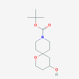 molecular formula C14H25NO4 B040877 Tert-butyl 4-hydroxy-1-oxa-9-azaspiro[5.5]undecane-9-carboxylate CAS No. 374796-29-9