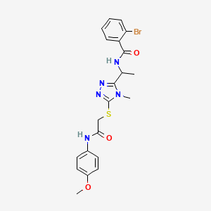 molecular formula C21H22BrN5O3S B4087751 2-bromo-N-{1-[5-({2-[(4-methoxyphenyl)amino]-2-oxoethyl}thio)-4-methyl-4H-1,2,4-triazol-3-yl]ethyl}benzamide 