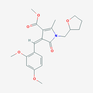 molecular formula C21H25NO6 B408776 methyl 4-(2,4-dimethoxybenzylidene)-2-methyl-5-oxo-1-(tetrahydro-2-furanylmethyl)-4,5-dihydro-1H-pyrrole-3-carboxylate 