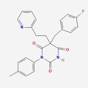 molecular formula C25H22FN3O3 B4087769 5-(4-fluorobenzyl)-1-(4-methylphenyl)-5-[2-(2-pyridinyl)ethyl]-2,4,6(1H,3H,5H)-pyrimidinetrione 