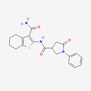 molecular formula C20H21N3O3S B4087772 N-[3-(aminocarbonyl)-4,5,6,7-tetrahydro-1-benzothien-2-yl]-5-oxo-1-phenyl-3-pyrrolidinecarboxamide 