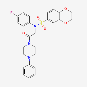 molecular formula C26H26FN3O5S B4087794 N-(4-fluorophenyl)-N-[2-oxo-2-(4-phenyl-1-piperazinyl)ethyl]-2,3-dihydro-1,4-benzodioxine-6-sulfonamide 