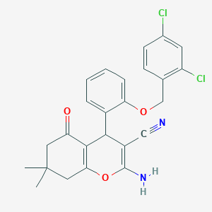 molecular formula C25H22Cl2N2O3 B4087798 2-amino-4-{2-[(2,4-dichlorobenzyl)oxy]phenyl}-7,7-dimethyl-5-oxo-5,6,7,8-tetrahydro-4H-chromene-3-carbonitrile 