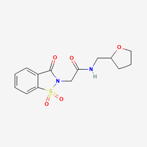 molecular formula C14H16N2O5S B4087819 2-(1,1-dioxido-3-oxo-1,2-benzisothiazol-2(3H)-yl)-N-(tetrahydro-2-furanylmethyl)acetamide 