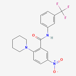 molecular formula C19H18F3N3O3 B4087849 5-nitro-2-(1-piperidinyl)-N-[3-(trifluoromethyl)phenyl]benzamide 
