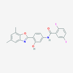 molecular formula C22H16I2N2O3 B408787 N-[4-(5,7-dimethyl-1,3-benzoxazol-2-yl)-3-hydroxyphenyl]-2,5-diiodobenzamide 