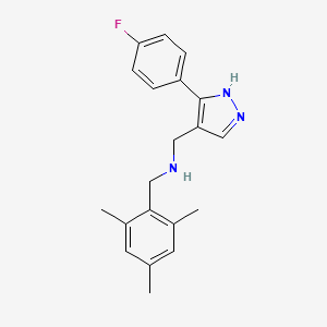 molecular formula C20H22FN3 B4087875 1-[3-(4-fluorophenyl)-1H-pyrazol-4-yl]-N-(mesitylmethyl)methanamine 