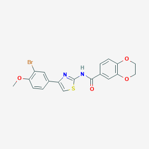 molecular formula C19H15BrN2O4S B408788 N-[4-(3-bromo-4-methoxyphenyl)-1,3-thiazol-2-yl]-2,3-dihydro-1,4-benzodioxine-6-carboxamide 