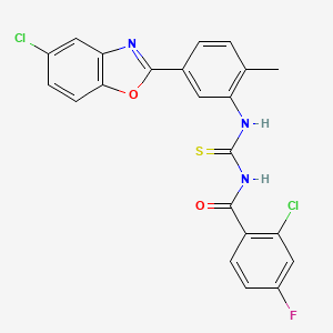 molecular formula C22H14Cl2FN3O2S B4087889 2-chloro-N-({[5-(5-chloro-1,3-benzoxazol-2-yl)-2-methylphenyl]amino}carbonothioyl)-4-fluorobenzamide CAS No. 593238-54-1