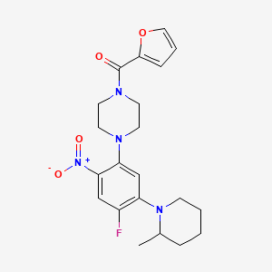 molecular formula C21H25FN4O4 B4087900 1-[4-fluoro-5-(2-methyl-1-piperidinyl)-2-nitrophenyl]-4-(2-furoyl)piperazine 