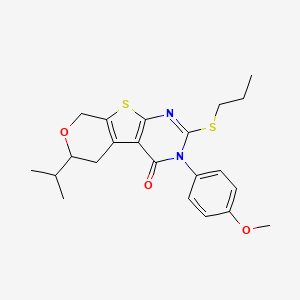 molecular formula C22H26N2O3S2 B4087909 6-isopropyl-3-(4-methoxyphenyl)-2-(propylthio)-3,5,6,8-tetrahydro-4H-pyrano[4',3':4,5]thieno[2,3-d]pyrimidin-4-one 