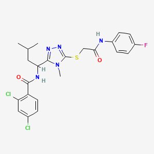 2,4-dichloro-N-{1-[5-({2-[(4-fluorophenyl)amino]-2-oxoethyl}thio)-4-methyl-4H-1,2,4-triazol-3-yl]-3-methylbutyl}benzamide