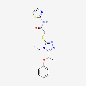 molecular formula C17H19N5O2S2 B4087949 2-{[4-ethyl-5-(1-phenoxyethyl)-4H-1,2,4-triazol-3-yl]thio}-N-1,3-thiazol-2-ylacetamide 