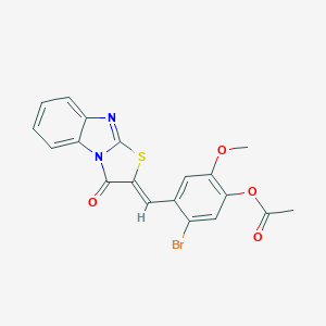 molecular formula C19H13BrN2O4S B408797 5-bromo-2-methoxy-4-[(Z)-(3-oxo[1,3]thiazolo[3,2-a]benzimidazol-2(3H)-ylidene)methyl]phenyl acetate 