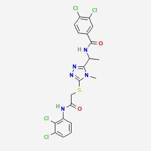 molecular formula C20H17Cl4N5O2S B4087981 3,4-dichloro-N-{1-[5-({2-[(2,3-dichlorophenyl)amino]-2-oxoethyl}thio)-4-methyl-4H-1,2,4-triazol-3-yl]ethyl}benzamide 