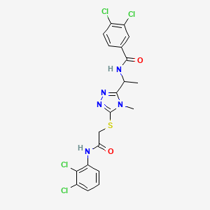 molecular formula C20H17Cl4N5O2S B4087981 3,4-dichloro-N-{1-[5-({2-[(2,3-dichlorophenyl)amino]-2-oxoethyl}sulfanyl)-4-methyl-4H-1,2,4-triazol-3-yl]ethyl}benzamide 