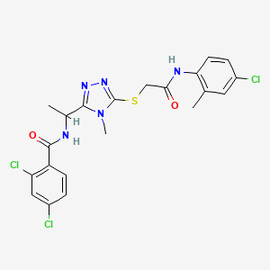 molecular formula C21H20Cl3N5O2S B4088008 2,4-dichloro-N-{1-[5-({2-[(4-chloro-2-methylphenyl)amino]-2-oxoethyl}thio)-4-methyl-4H-1,2,4-triazol-3-yl]ethyl}benzamide 