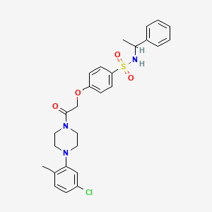 molecular formula C27H30ClN3O4S B4088021 4-{2-[4-(5-chloro-2-methylphenyl)-1-piperazinyl]-2-oxoethoxy}-N-(1-phenylethyl)benzenesulfonamide 