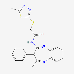 molecular formula C21H19N5OS2 B4088029 N-(4-methyl-3-phenyl-3H-1,5-benzodiazepin-2-yl)-2-[(5-methyl-1,3,4-thiadiazol-2-yl)thio]acetamide 