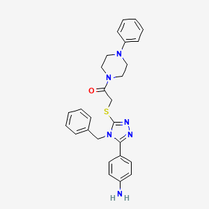 4-(4-benzyl-5-{[2-oxo-2-(4-phenyl-1-piperazinyl)ethyl]thio}-4H-1,2,4-triazol-3-yl)aniline