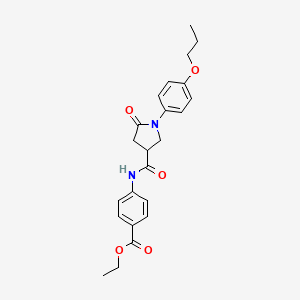 molecular formula C23H26N2O5 B4088045 ethyl 4-({[5-oxo-1-(4-propoxyphenyl)-3-pyrrolidinyl]carbonyl}amino)benzoate 