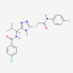 molecular formula C22H23ClIN5O2S B4088064 4-chloro-N-{1-[5-({2-[(4-iodophenyl)amino]-2-oxoethyl}thio)-4-methyl-4H-1,2,4-triazol-3-yl]-2-methylpropyl}benzamide 