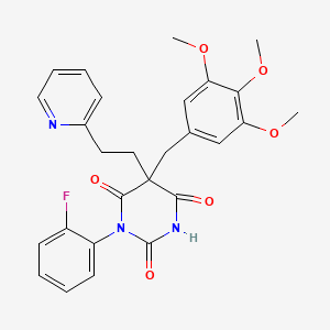 molecular formula C27H26FN3O6 B4088083 1-(2-fluorophenyl)-5-[2-(2-pyridinyl)ethyl]-5-(3,4,5-trimethoxybenzyl)-2,4,6(1H,3H,5H)-pyrimidinetrione 