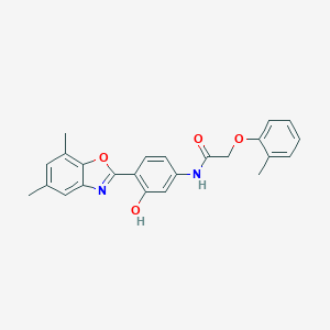 molecular formula C24H22N2O4 B408813 N-[4-(5,7-dimethyl-1,3-benzoxazol-2-yl)-3-hydroxyphenyl]-2-(2-methylphenoxy)acetamide 