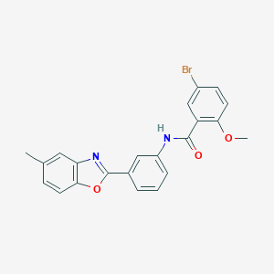 molecular formula C22H17BrN2O3 B408814 5-bromo-2-methoxy-N-[3-(5-methyl-1,3-benzoxazol-2-yl)phenyl]benzamide 