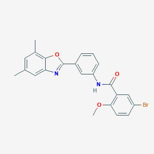 molecular formula C23H19BrN2O3 B408815 5-bromo-N-[3-(5,7-dimethyl-1,3-benzoxazol-2-yl)phenyl]-2-methoxybenzamide 