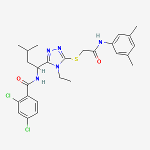 2,4-dichloro-N-{1-[5-({2-[(3,5-dimethylphenyl)amino]-2-oxoethyl}thio)-4-ethyl-4H-1,2,4-triazol-3-yl]-3-methylbutyl}benzamide