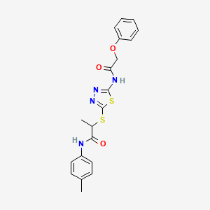 molecular formula C20H20N4O3S2 B4088174 N-(4-methylphenyl)-2-({5-[(phenoxyacetyl)amino]-1,3,4-thiadiazol-2-yl}thio)propanamide 