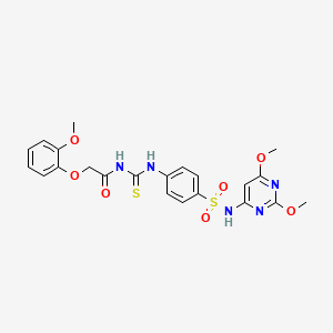 molecular formula C22H23N5O7S2 B4088190 N-{[(4-{[(2,6-dimethoxy-4-pyrimidinyl)amino]sulfonyl}phenyl)amino]carbonothioyl}-2-(2-methoxyphenoxy)acetamide 