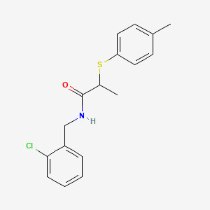 molecular formula C17H18ClNOS B4088198 N-(2-chlorobenzyl)-2-[(4-methylphenyl)thio]propanamide 