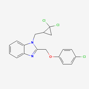 molecular formula C18H15Cl3N2O B4088205 2-[(4-chlorophenoxy)methyl]-1-[(2,2-dichlorocyclopropyl)methyl]-1H-benzimidazole 