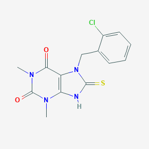 molecular formula C14H13ClN4O2S B408824 7-(2-Chloro-benzyl)-8-mercapto-1,3-dimethyl-3,7-dihydro-purine-2,6-dione CAS No. 1807-81-4