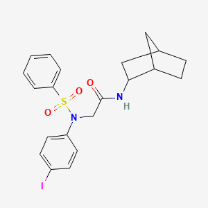 molecular formula C21H23IN2O3S B4088247 N~1~-bicyclo[2.2.1]hept-2-yl-N~2~-(4-iodophenyl)-N~2~-(phenylsulfonyl)glycinamide 
