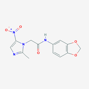 molecular formula C13H12N4O5 B408827 N-Benzo[1,3]dioxol-5-yl-2-(2-methyl-5-nitro-imidazol-1-yl)-acetamide 