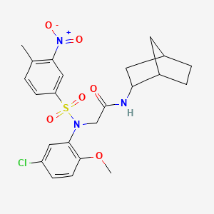 molecular formula C23H26ClN3O6S B4088282 N~1~-bicyclo[2.2.1]hept-2-yl-N~2~-(5-chloro-2-methoxyphenyl)-N~2~-[(4-methyl-3-nitrophenyl)sulfonyl]glycinamide 
