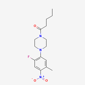 molecular formula C16H22FN3O3 B4088286 1-(2-fluoro-5-methyl-4-nitrophenyl)-4-pentanoylpiperazine 