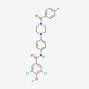 molecular formula C26H25Cl2N3O3 B4088289 3,5-dichloro-4-methoxy-N-{4-[4-(4-methylbenzoyl)-1-piperazinyl]phenyl}benzamide 