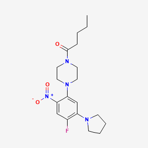molecular formula C19H27FN4O3 B4088335 1-[4-fluoro-2-nitro-5-(1-pyrrolidinyl)phenyl]-4-pentanoylpiperazine 