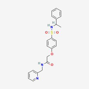 molecular formula C22H23N3O4S B4088339 2-(4-{[(1-phenylethyl)amino]sulfonyl}phenoxy)-N-(2-pyridinylmethyl)acetamide 
